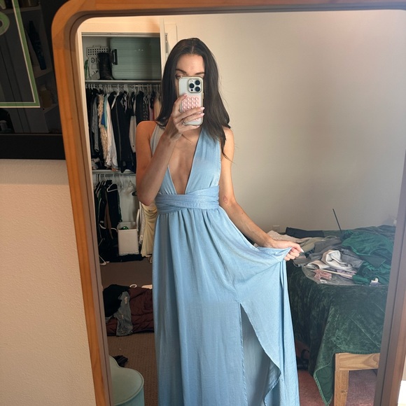 REVOLVE Light Blue Plunging V-Neck Maxi Dress - Picture 2 of 6